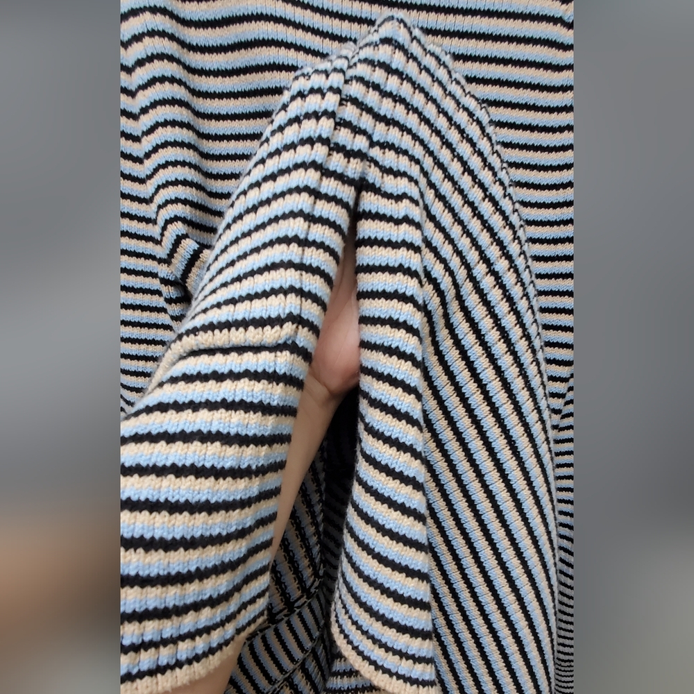 A.L.C. Caspian Striped Cardigan Patch Pockets Oversized Italian Yarn Size Small - Picture 11 of 14